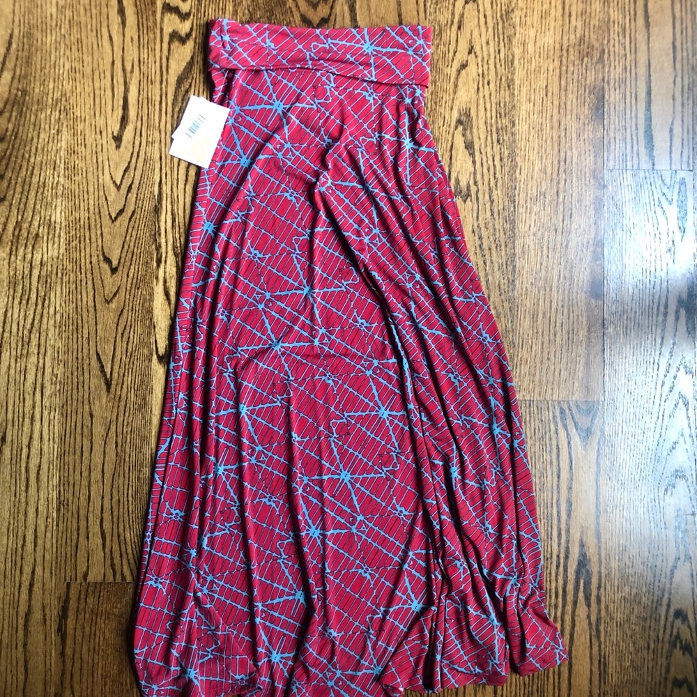 NWT LuLaRoe Maxi Long Stretchy Skirt Red/Blue XXS